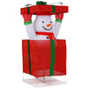 Lighted snowman in a large red gift box with 100 warm LED lights, perfect for indoor and outdoor Christmas decoration.