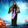 Lighted Halloween decoration of a vampire holding a child, showcasing LED lights and durable, waterproof polyester for.