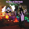 Animated outdoor vampire Halloween decoration with LED lights, featuring a spooky design and durable polyester fabric.