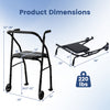Lightweight aluminum mobility walker with adjustable height, padded seat, and two wheels for seniors' support and.