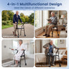 Lightweight aluminum mobility walker with padded seat, adjustable height, and 2 wheels for versatile use by seniors.