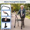 Lightweight aluminum mobility walker with padded seat, adjustable height, and anti-slip grips for seniors' comfort and.