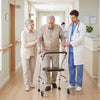 Lightweight Aluminum Mobility Walker for Seniors with 2 Wheels 5-Level Adjustable Height and Padded Seat-Sliver - Gallery View 1 of 10