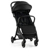 Lightweight baby stroller with adjustable backrest, compact design, and 5-point safety harness for travel convenience.