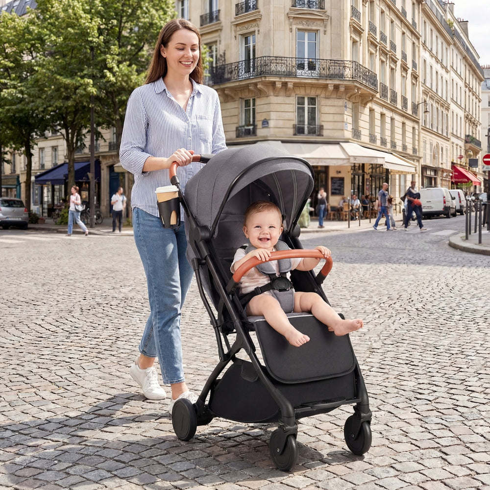 Lightweight Baby Stroller Compact Travel Stroller with One-Hand Folding-Gray - Gallery View 1 of 10