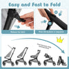 Lightweight gray baby stroller demonstrating easy folding mechanism, ideal for travel and compact storage.