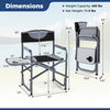 Lightweight folding camping chair with side table, black, featuring a high-strength frame and cup holder for outdoor.