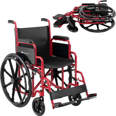 Costway Lightweight Folding Wheelchair for Adults Swing-Away Footrest Desk Arm 98713623 New