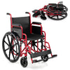Lightweight Folding Wheelchair for Adults with Swing-Away Footrest and Desk Arm-Red - Gallery View 1 of 11