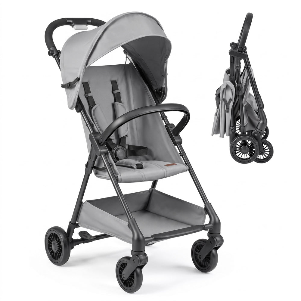 Lightweight Travel Stroller with Canopy and Under-Seat Basket for Baby and Toddler-Gray - Gallery View 1 of 1
