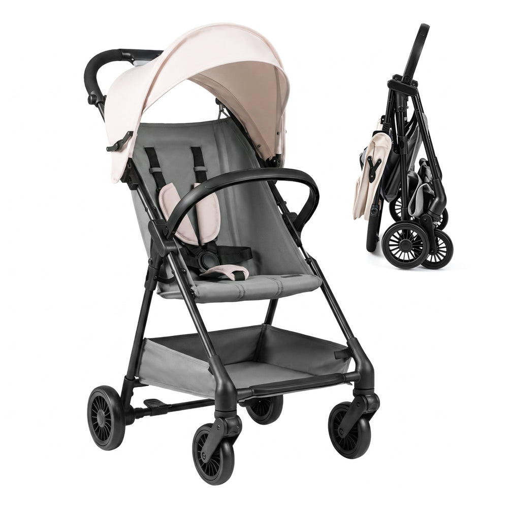 Lightweight Travel Stroller with Canopy and Under-Seat Basket for Baby and Toddler-Beige - Gallery View 1 of 1