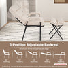 Beige linen fabric accent chair with adjustable backrest and foldable ottoman, perfect for reading and napping.