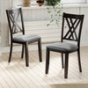 Linen Fabric Upholstered Wooden Dining Chair Set of 2 with Rubber Wood Frame for Dining Room-Gray - Gallery View 1 of 10
