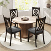 Wooden dining chair set of 2 with gray linen upholstery and rubber wood frame, perfect for dining room comfort.