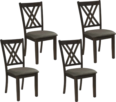 Costway Linen Fabric Upholstered Wooden Dining Chairs Set of 4 79273965 New