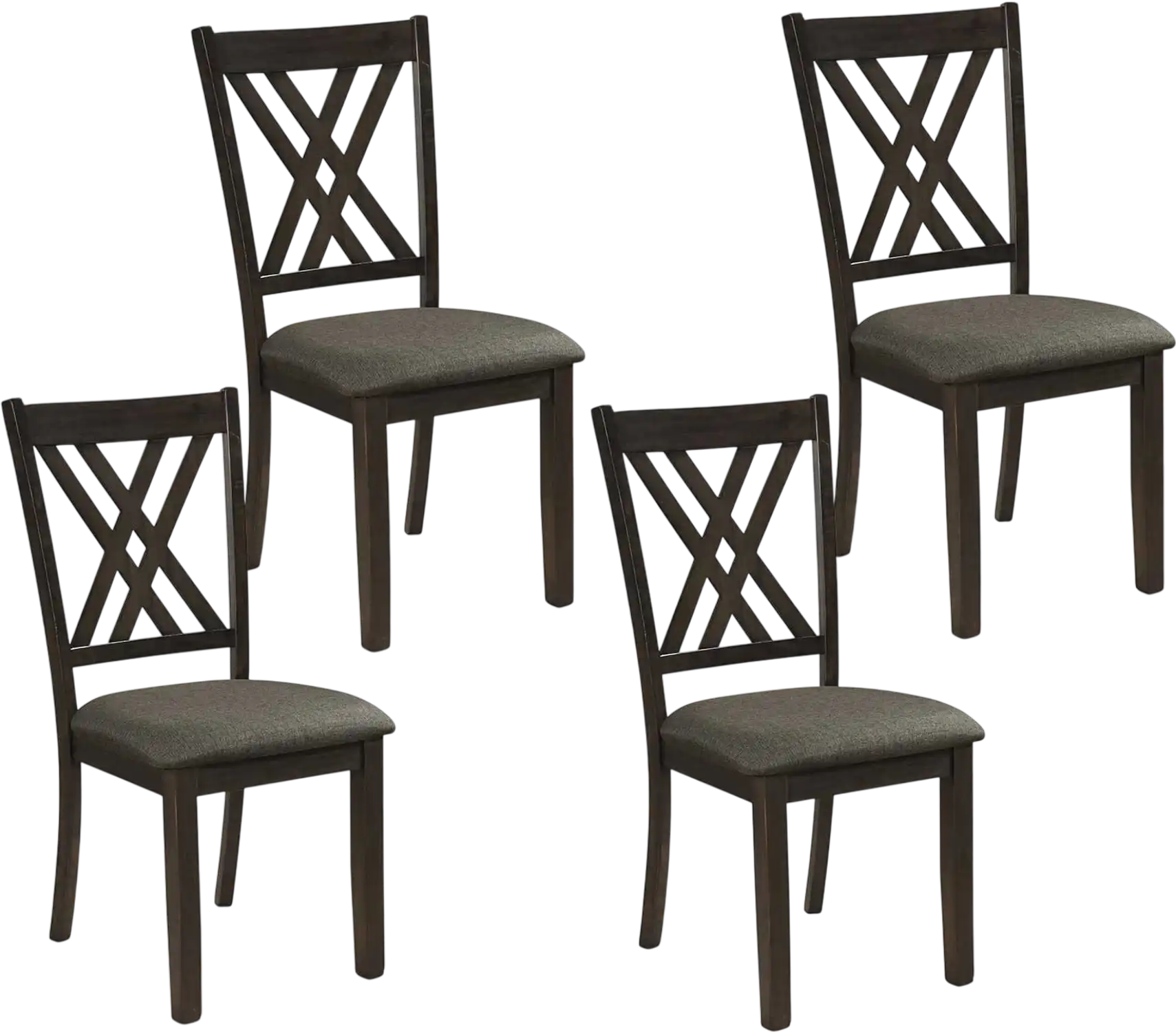 Costway Linen Fabric Upholstered Wooden Dining Chairs Set of 4 Rubber Wood Frame 79273965 New