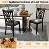 Gray linen fabric upholstered dining chairs with rubber wood frame, featuring X-shaped design for comfort and.