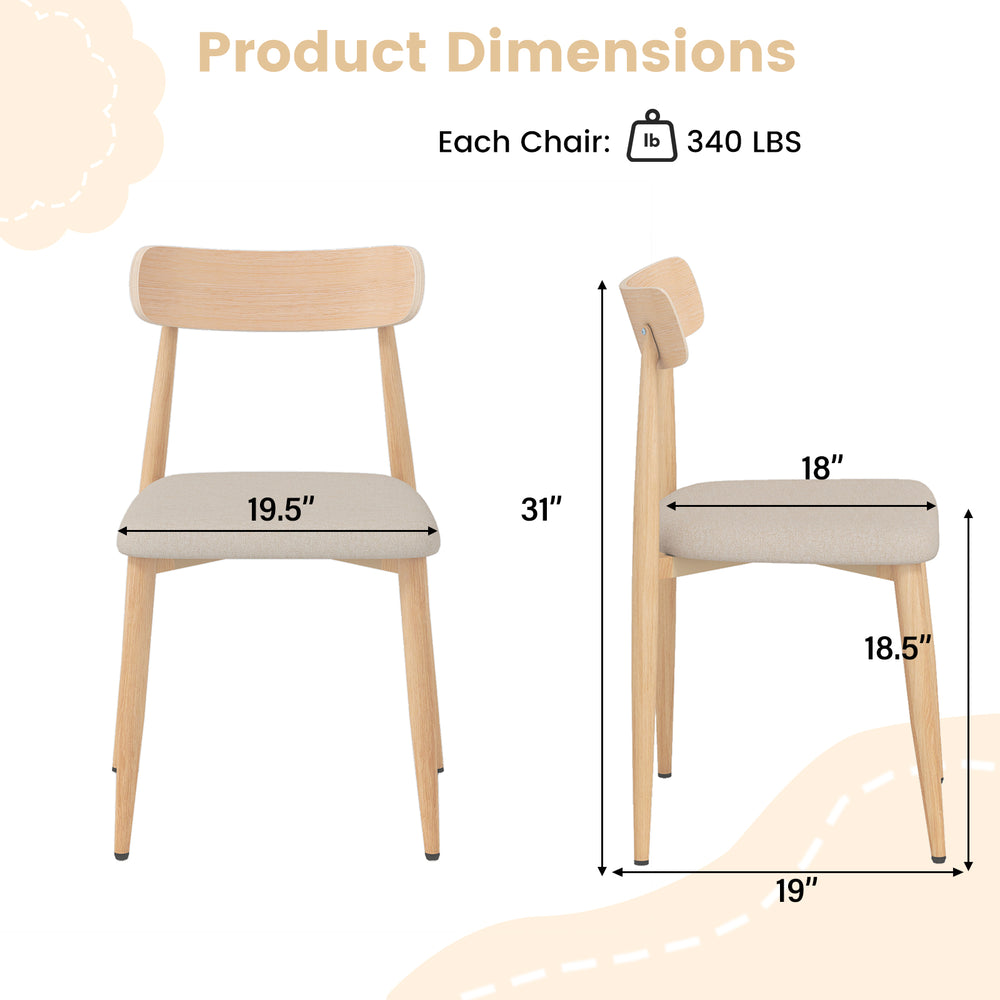 Linen fabric upholstered dining chair with padded seat and curved back, featuring oak legs, ideal for dining rooms.