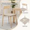 Curved back and wide seat of the linen fabric upholstered dining chair set, designed for optimal comfort and support.