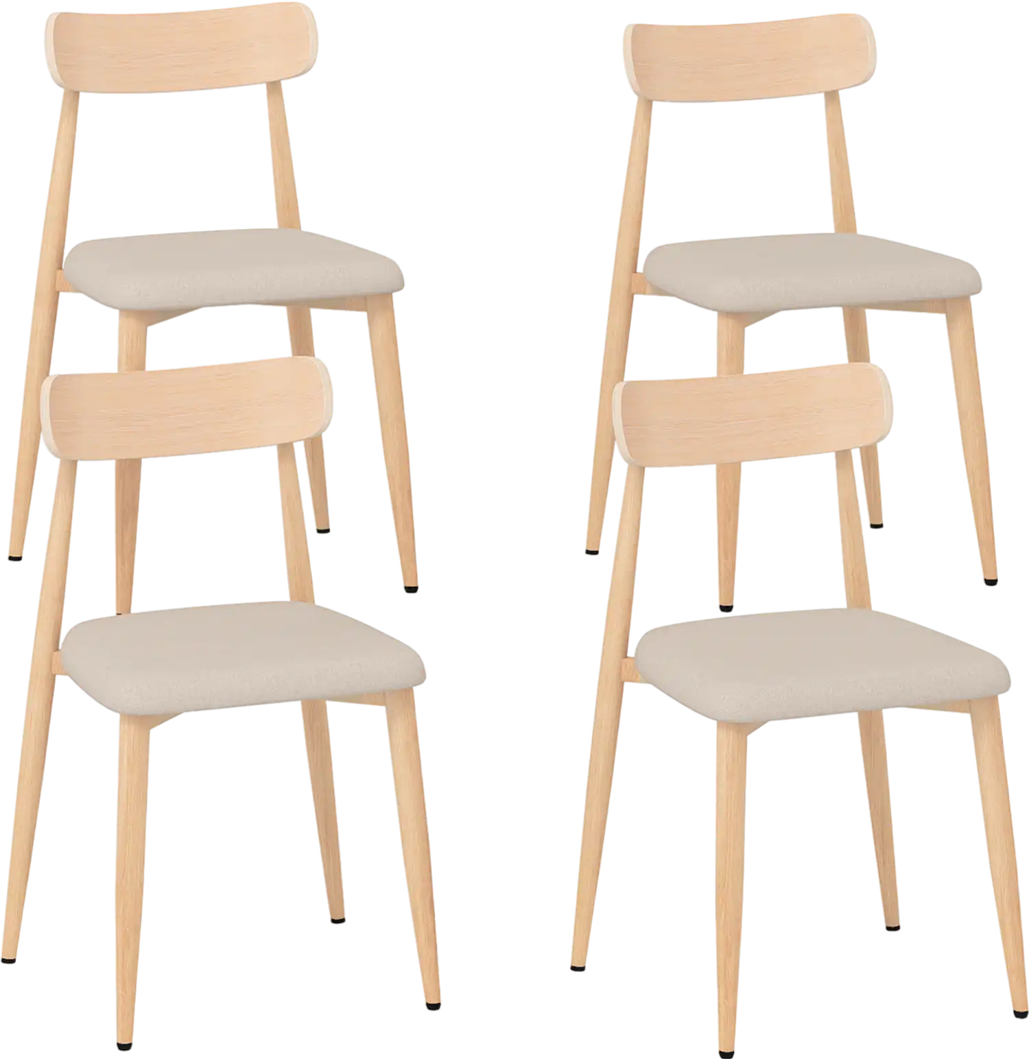 Costway Modern Linen Upholstered Dining Chair Set of 4 Curved Back Padded Seat 49162500 New