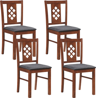 Costway Linen Style Upholstered Dining Kitchen Chairs Wood Frames Set of 4 26292328 New