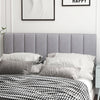 Linen Upholstered Headboard with Solid Wood Legs and Adjustable Width-Gray - Gallery View 1 of 10
