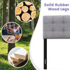 Gray linen upholstered headboard with solid rubber wood legs, featuring button tufting for added style and comfort.