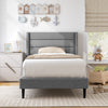 Linen Upholstered Platform Twin/Queen Bed Frame with Wingback Headboard-Twin Size - Gallery View 1 of 10