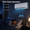 Lithzen 12000 BTU mini split air conditioner and heater features ultra-quiet operation at 38 dB for restful sleep.