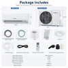 Lithzen 24000 BTU mini split air conditioner package includes indoor and outdoor units, installation accessories, and remote control.