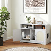 43-inch white cat litter box enclosure with storage, featuring double rooms and a large tabletop for stylish.