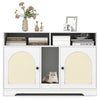 43-inch white cat litter box enclosure with double rooms, storage space, and a cozy design for pets and decor.