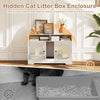 43-inch white cat litter box enclosure with double rooms, storage, and scratching board for discreet pet care.