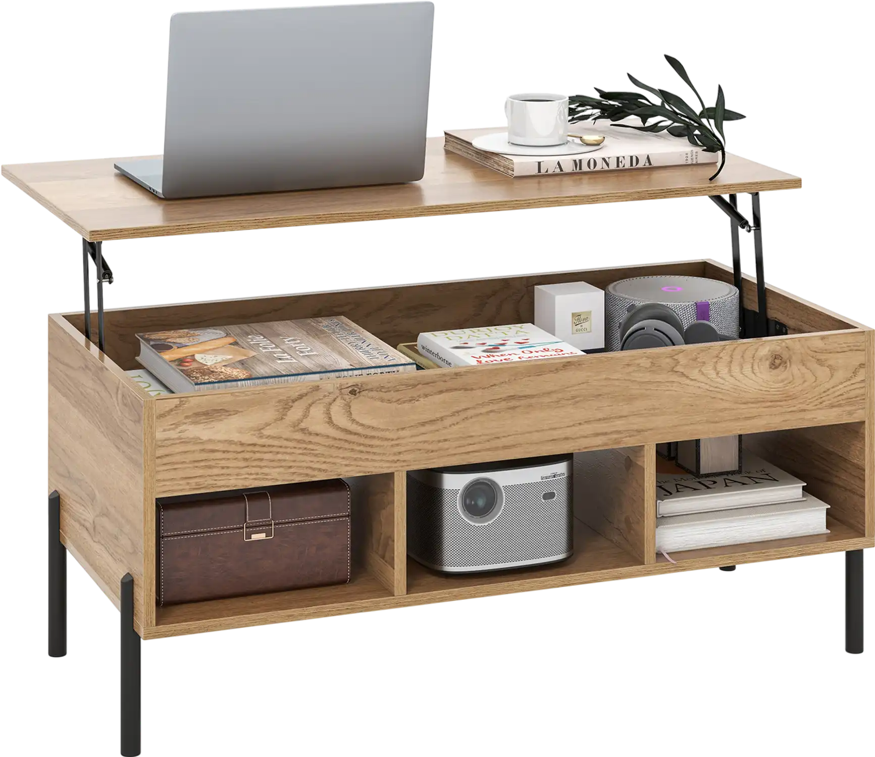Costway Lift-Top Coffee Table w/ Metal Legs Living Room Central Table 31479586 New