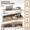 Living room central table with lifting tabletop, natural wood finish, and metal legs for versatile storage and.