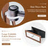 Lockable jewelry cabinet with full-length mirror, LED lights, and hairdryer holder for organized storage in walnut.