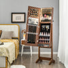 Lockable Jewelry Armoire Standing Cabinet with Lighted Full-Length Mirror-Walnut - Gallery View 1 of 11