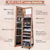 Jewelry cabinet armoire in brown with full-length mirror, large storage, and lockable door for safe organization.