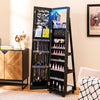 64 Inches Lockable Jewelry Cabinet Armoire with Built-in Makeup Mirror-Black - Gallery View 1 of 10