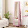 360° Rotatable 2-in-1 Lockable Jewelry Cabinet with Full-Length Mirror-Pink - Gallery View 1 of 9