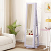 360° Rotatable 2-in-1 Lockable Jewelry Cabinet with Full-Length Mirror-Purple - Gallery View 1 of 9