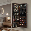 Lockable Wall Mount Mirrored Jewelry Cabinet with LED Lights-Brown - Gallery View 1 of 10