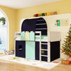 Twin Size Loft Bed Playhouse Bed Frame with Tower Tent and 3 Storage Pockets-Navy - Gallery View 1 of 9