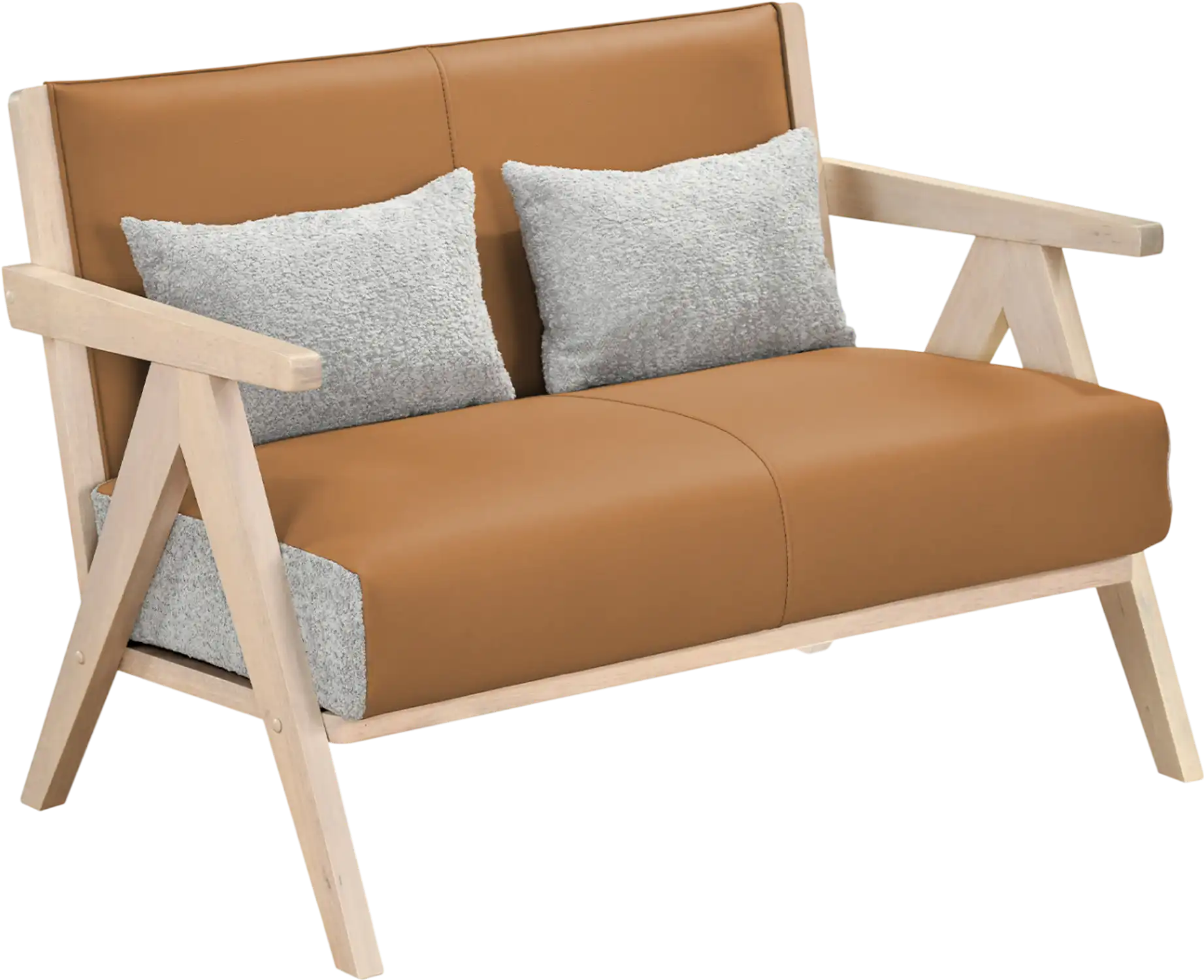 Costway Small Space Loveseat Sofa w/ Throw Pillows Rubber Wood Frame Padded Seat 63217257 New