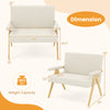Loveseat sofa with armrests in beige, featuring rubber wood legs and compact dimensions, ideal for small spaces.