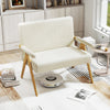 Loveseat Sofa with Armrests and Wooden Legs-Beige - Gallery View 1 of 10
