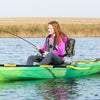 Low back padded boat seat in camouflage, featuring a supportive design and waterproof fabric for outdoor fishing.