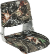 Low back folding padded boat seat in camouflage, featuring waterproof 300D Oxford fabric and ergonomic design for.