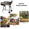 Low Smoke Outdoor BBQ Grill with steel firebox and side shelf, ideal for patio and backyard cooking activities.