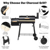 Low Smoke Outdoor BBQ Grill with steel firebox, side shelf, and durable construction for outdoor cooking.